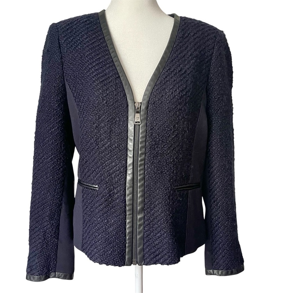Georges Rech Paris Boucle Blazer Wool and Lambskin EU 44 US 12 Designer Office
